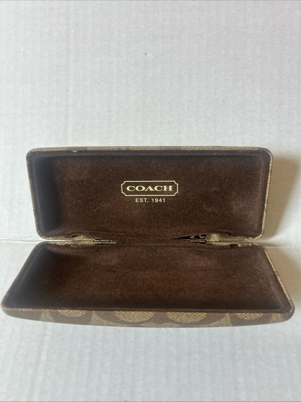 Coach monogram hard shell glasses case